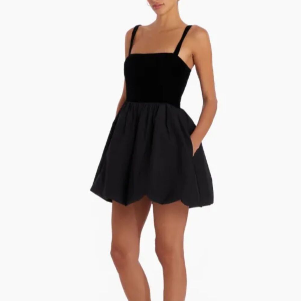 NWT Amanda Uprichard Christine Black Velvet Bubble Mini Dress NWT Small